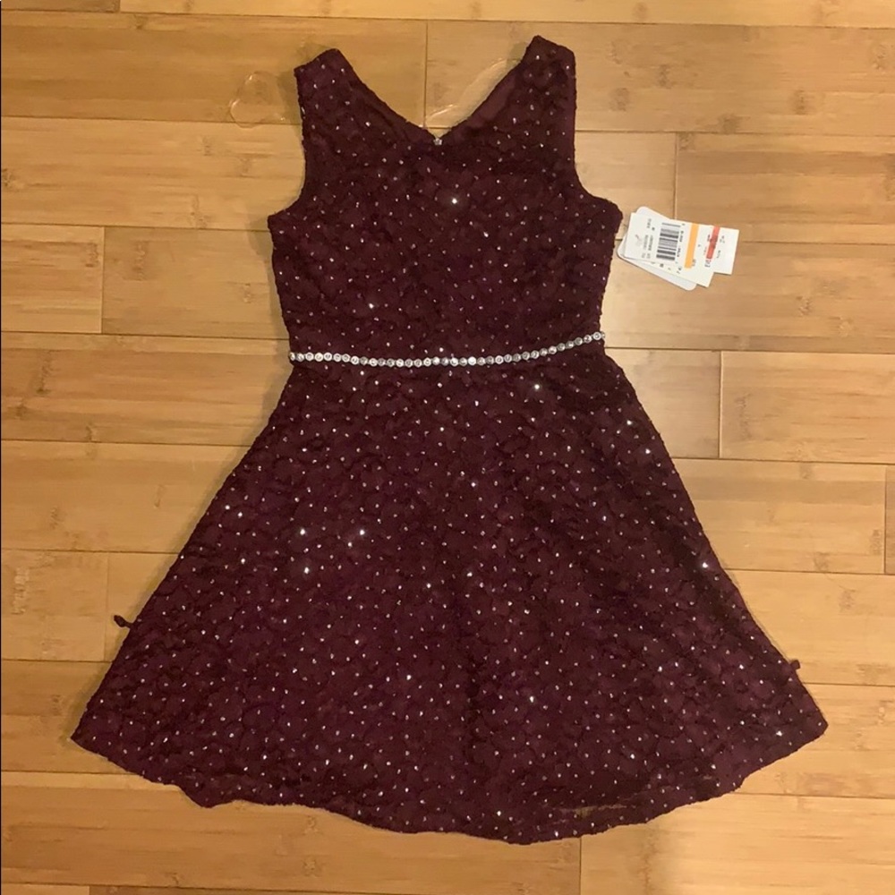 Sparkly Speechless Kids Dress Size 7 - Burgundy